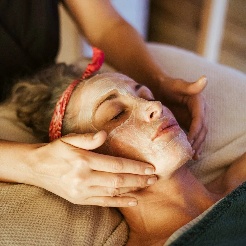 Cream being applied during a spa treatment