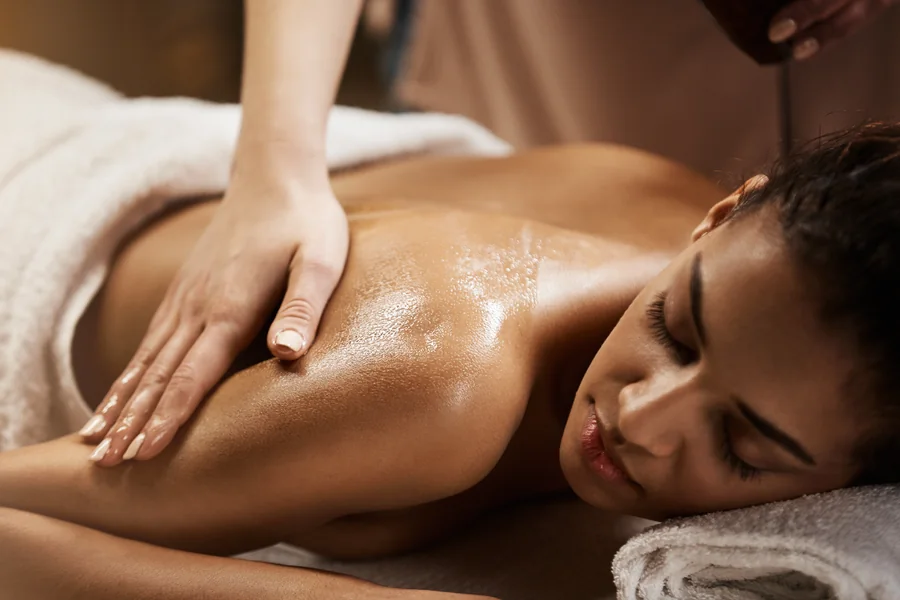 Focused pressure during a massage session