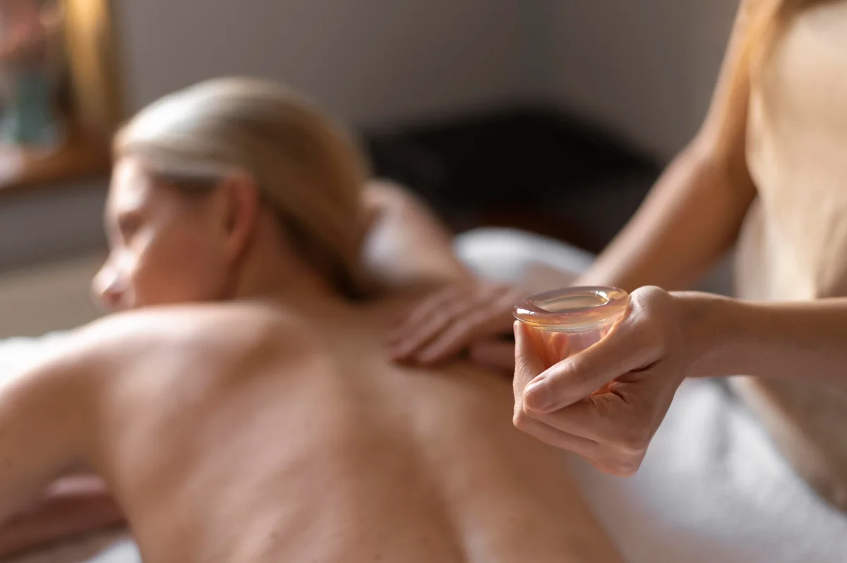 Oil being used during a back massage